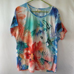 Floral Tee adorned with gemstones / crystals.